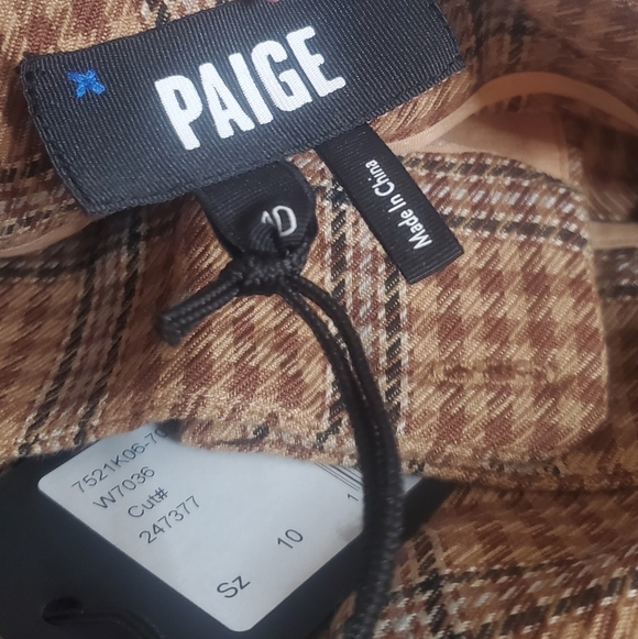 $249 PAIGE Avedon Plaid Wide Leg Trousers in Bronze Dust Multi - Picture 10 of 12